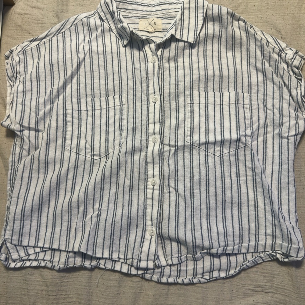 Dry Goods Blue and White Striped Blouse